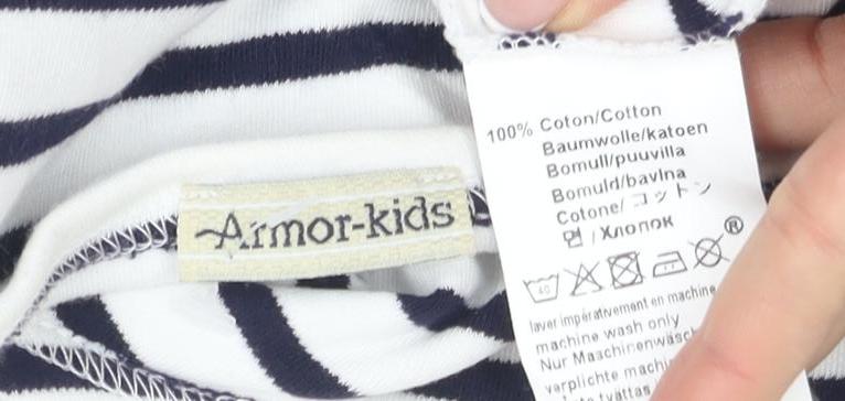 Armani Kids Girls Striped Long Sleeve T-Shirt, White, 11 Years