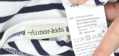 Armani Kids Girls Striped Long Sleeve T-Shirt, White, 11 Years