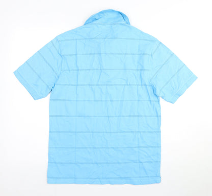 Marks and Spencer Men's Blue Striped Polo Shirt S