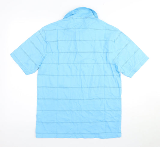 Marks and Spencer Men's Blue Striped Polo Shirt S