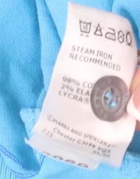 Marks and Spencer Men's Blue Striped Polo Shirt S