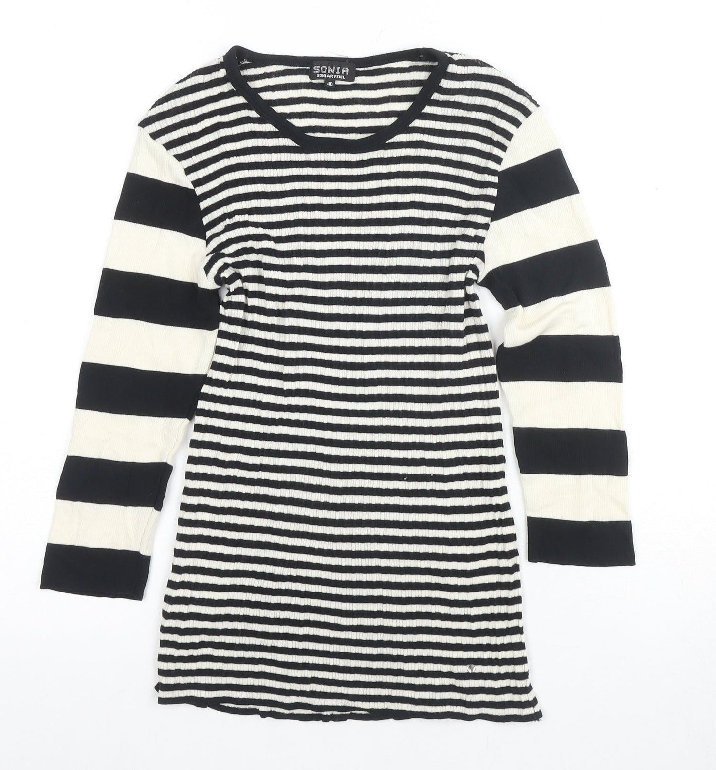 Sonia Rykiel Women's Black Striped T-Shirt, Size 12