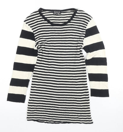 Sonia Rykiel Women's Black Striped T-Shirt, Size 12