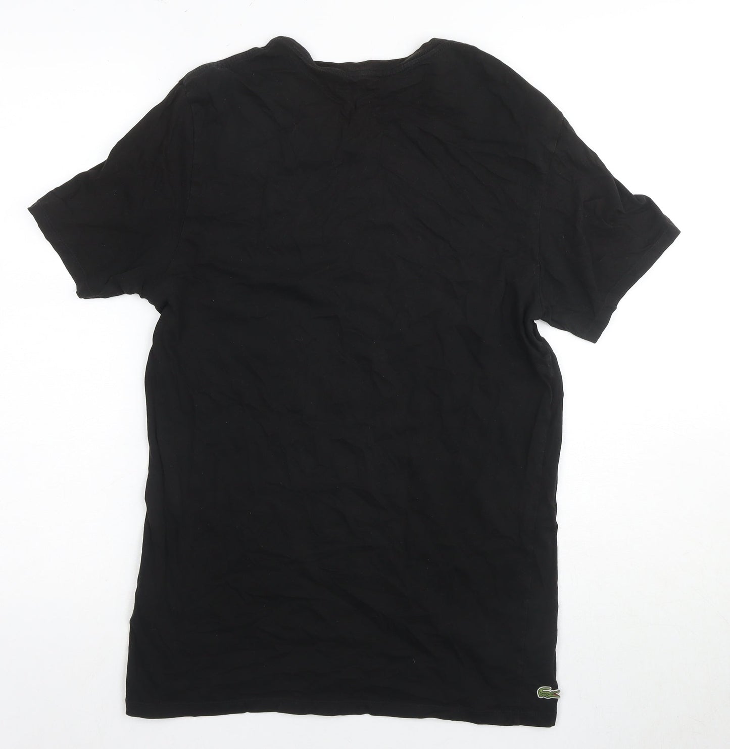 Lacoste Men's Black Cotton Crew Neck T-Shirt, Size L