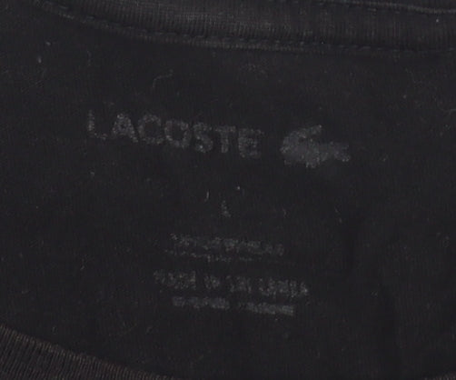 Lacoste Men's Black Cotton Crew Neck T-Shirt, Size L