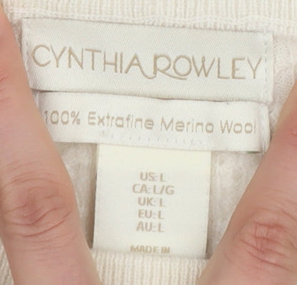 Womens UK Size L Cynthia Rowley Ivory Pullover Jumper