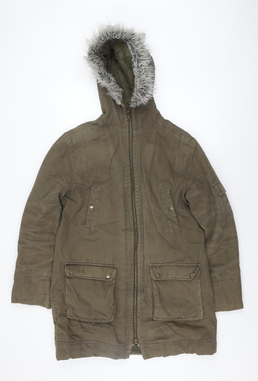 Roman Originals Women's Green Parka Coat, Size S