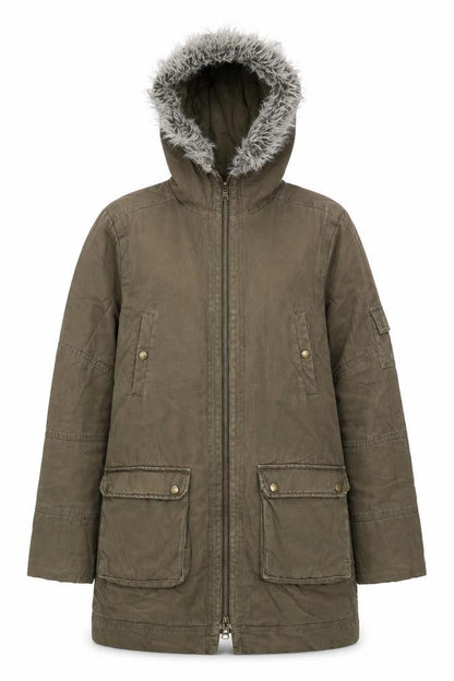 Roman Originals Women's Green Parka Coat, Size S