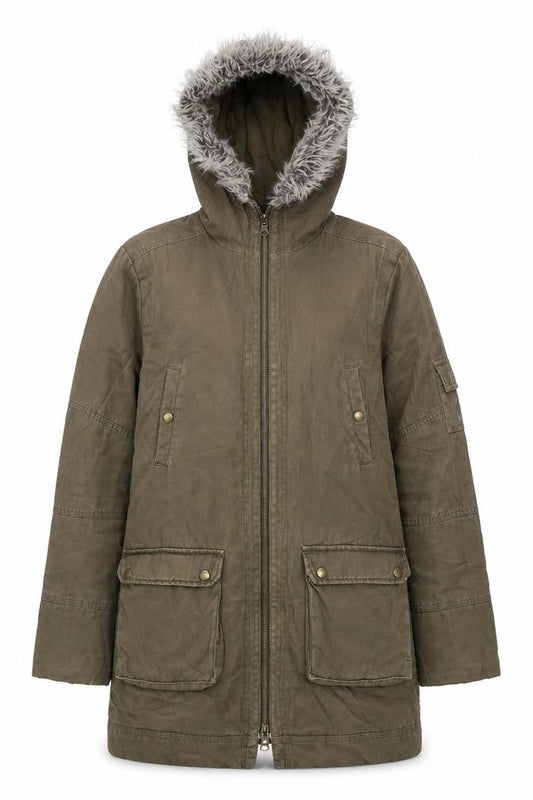 Roman Originals Women's Green Parka Coat, Size S