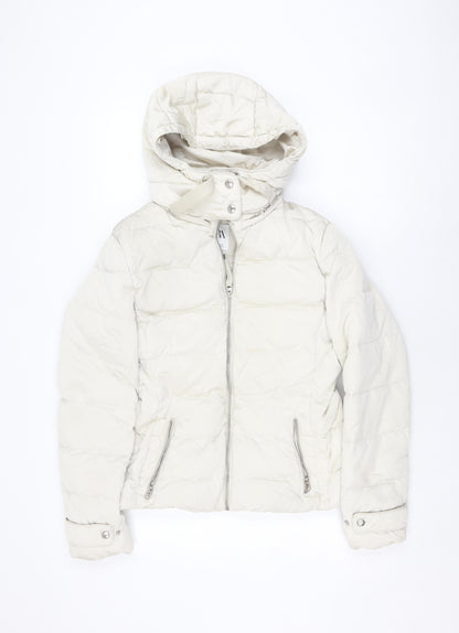 Womens UK Size M Zara Ivory Puffer Jacket