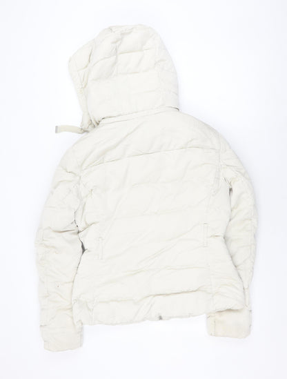 Womens UK Size M Zara Ivory Puffer Jacket