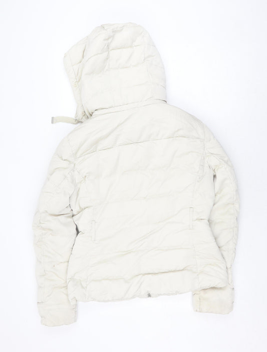 Womens UK Size M Zara Ivory Puffer Jacket