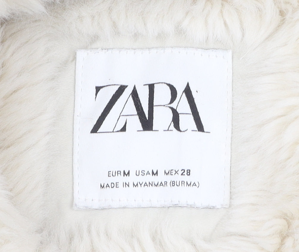 Womens UK Size M Zara Ivory Puffer Jacket