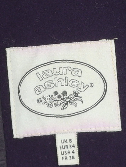 Laura Ashley Women's Purple Classic Overcoat Size 8 Formal