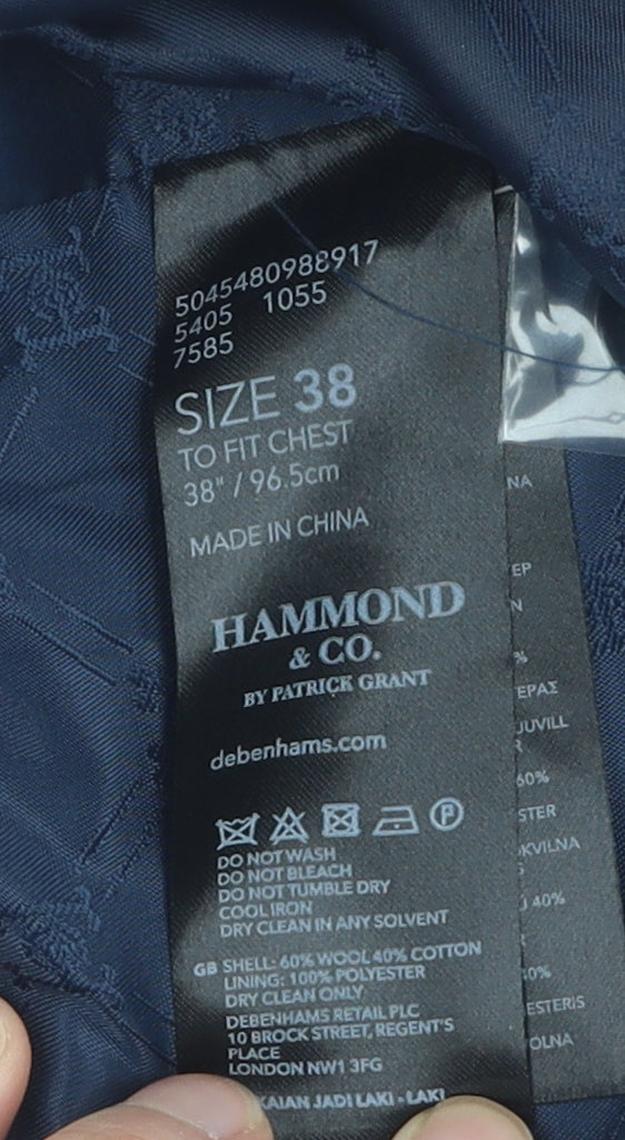 Mens UK Size 38 Hammond & Co. Regular Blue Suit Waistcoat