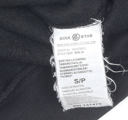 Mens UK Size S Soul Star Black Pullover Hoodie