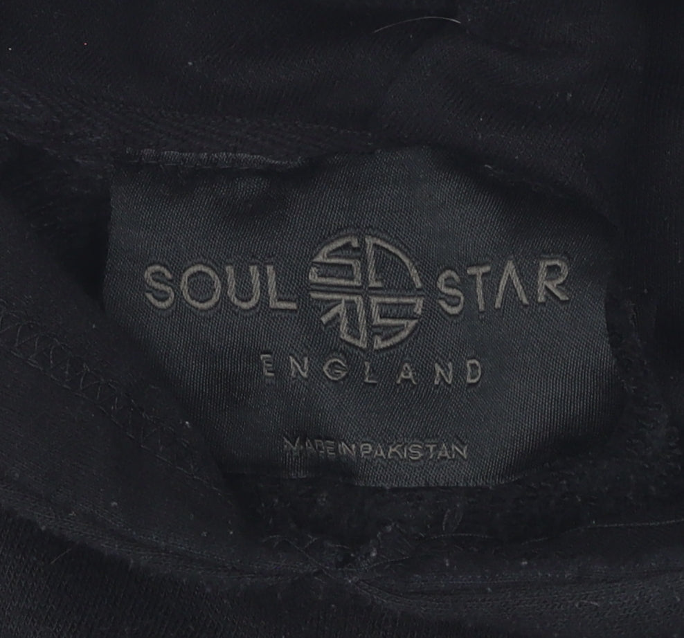 Mens UK Size S Soul Star Black Pullover Hoodie