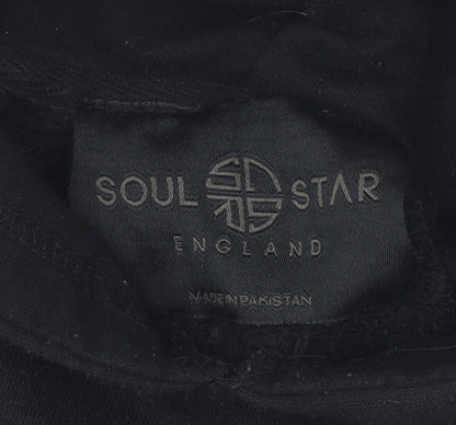 Mens UK Size S Soul Star Black Pullover Hoodie
