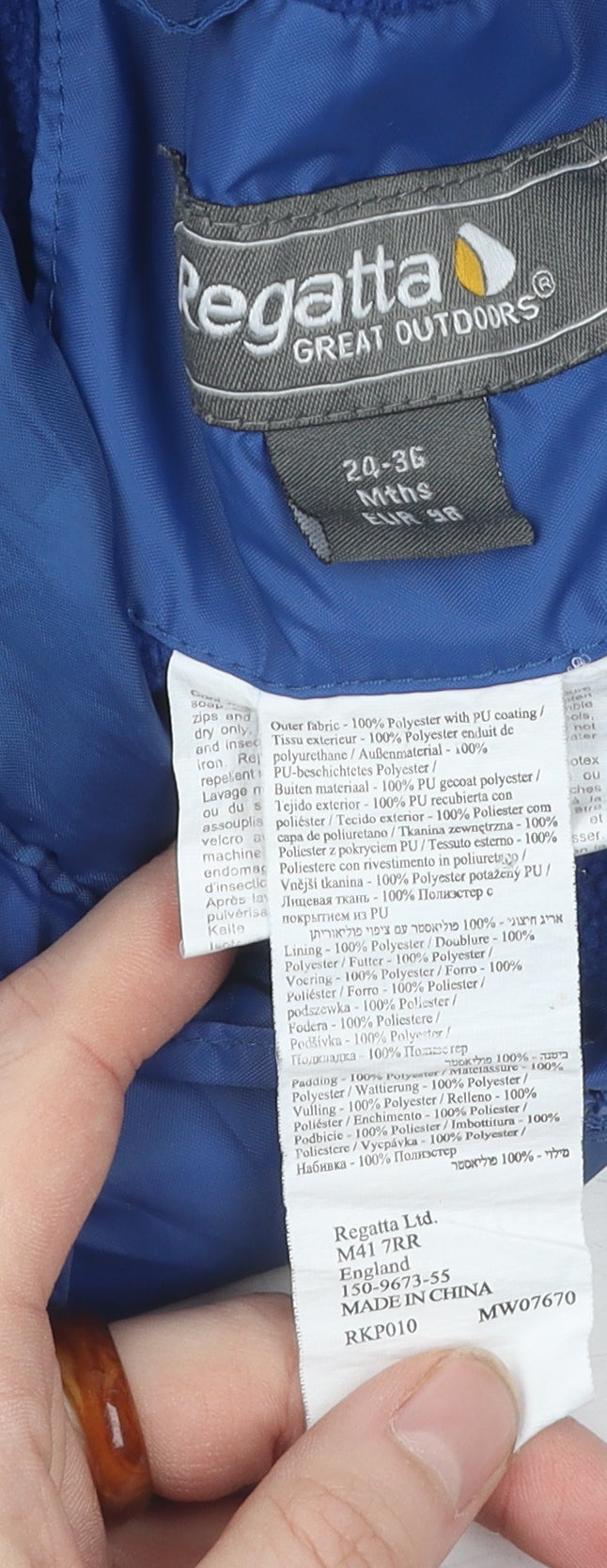 Regatta Unisex Kids Blue Snowsuit 10 Hooded Winter Lined