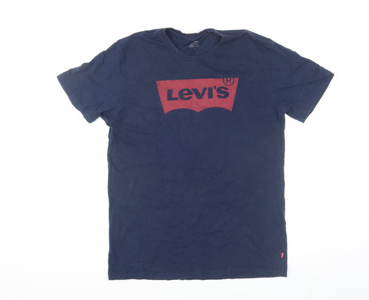 Levi's Men's Blue Medium Logo Crew Neck T-Shirt