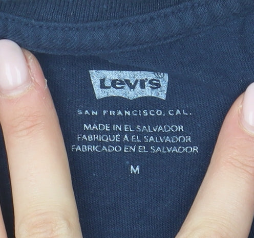 Levi's Men's Blue Medium Logo Crew Neck T-Shirt
