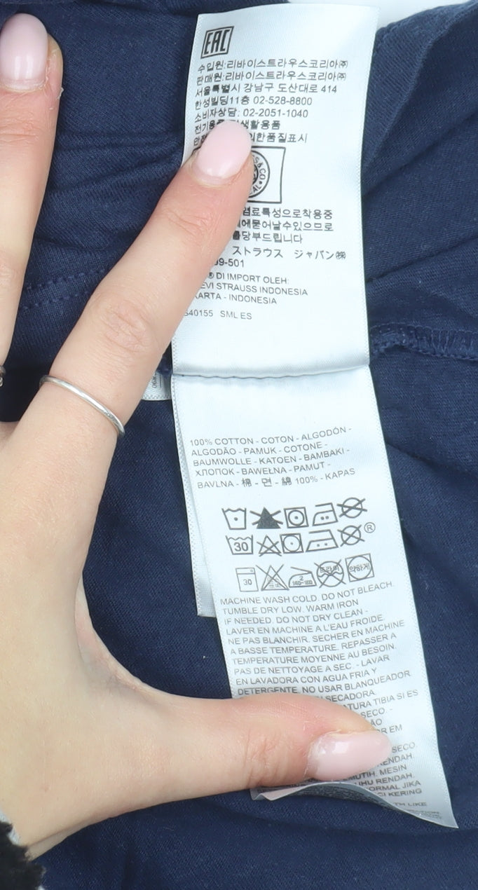 Levi's Men's Blue Medium Logo Crew Neck T-Shirt