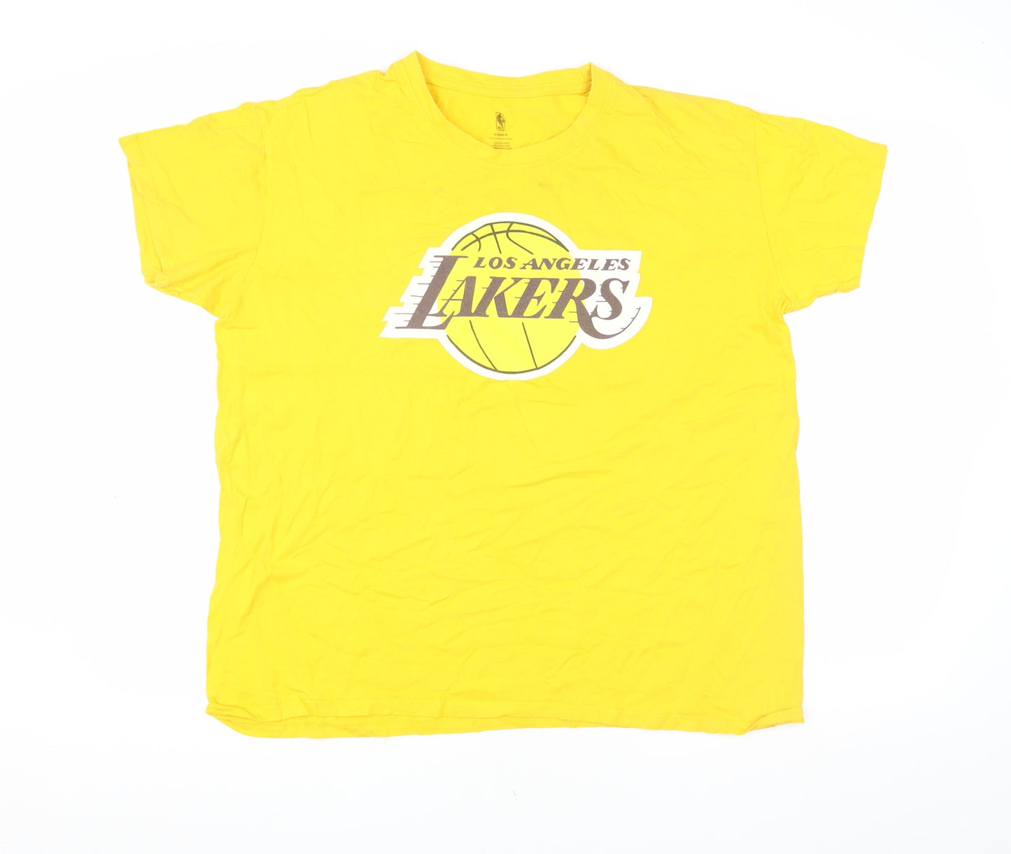 NBA Lakers Men's Yellow Sports T-Shirt, L, Graphic Logo