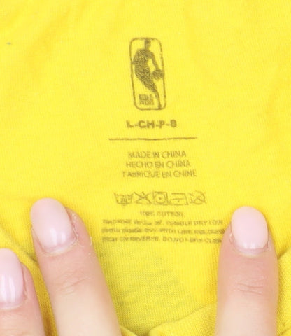 NBA Lakers Men's Yellow Sports T-Shirt, L, Graphic Logo