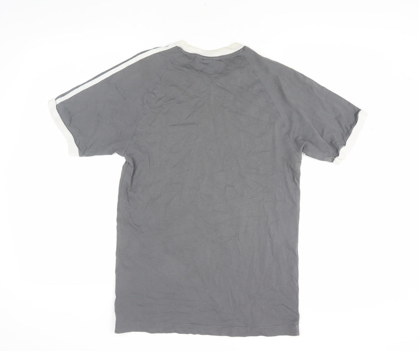 Adidas Men's Grey Cotton T-Shirt, Size S, Crew Neck