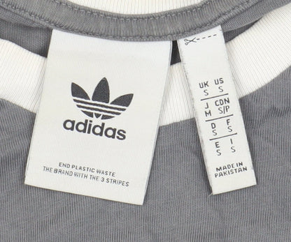 Adidas Men's Grey Cotton T-Shirt, Size S, Crew Neck