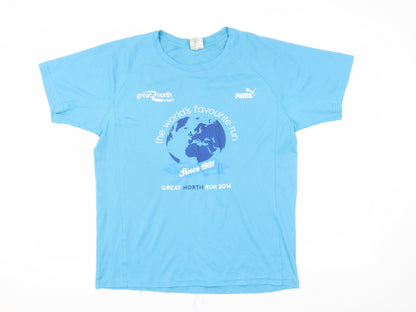 Puma Unisex Blue Running T-Shirt M Lightweight Logo