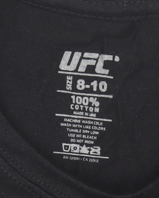 UFC Boys Black Cotton Logo T-Shirt, Size 8-10