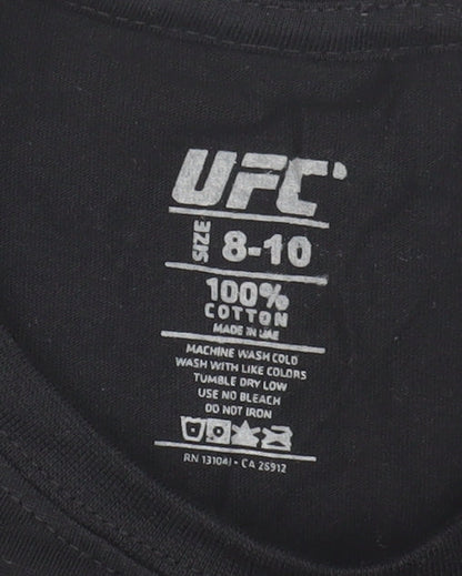 UFC Boys Black Cotton Logo T-Shirt, Size 8-10