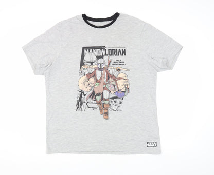 George Men's Grey Star Wars Mandalorian T-Shirt L