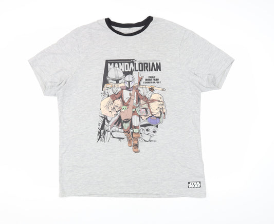 George Men's Grey Star Wars Mandalorian T-Shirt L