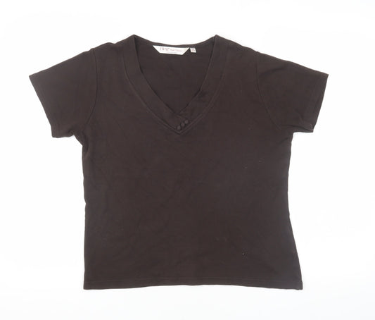 EWM Women's Black V-Neck T-Shirt, Size M