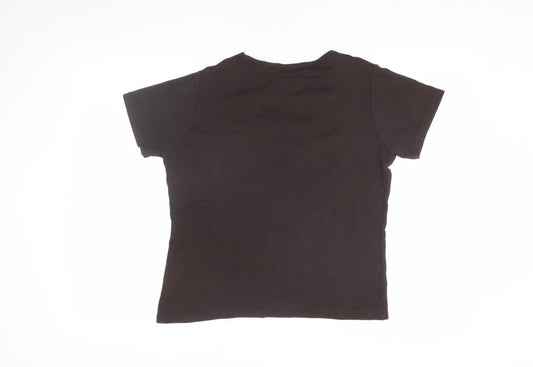 EWM Women's Black V-Neck T-Shirt, Size M