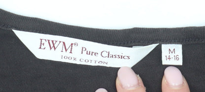 EWM Women's Black V-Neck T-Shirt, Size M