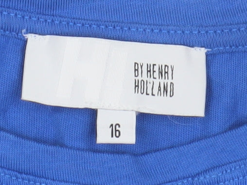 Womens UK Size 16 By Henry Holland Blue Basic T-Shirt