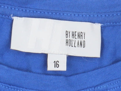 Womens UK Size 16 By Henry Holland Blue Basic T-Shirt