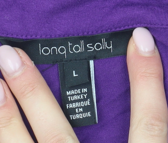 Womens UK Size L Long Tall Sally Purple Basic Polo