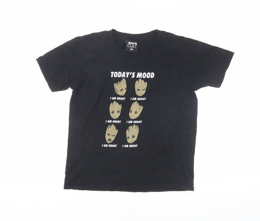 Front view of Absolute Cult Black Groot Graphic T-Shirt - girls’ m
