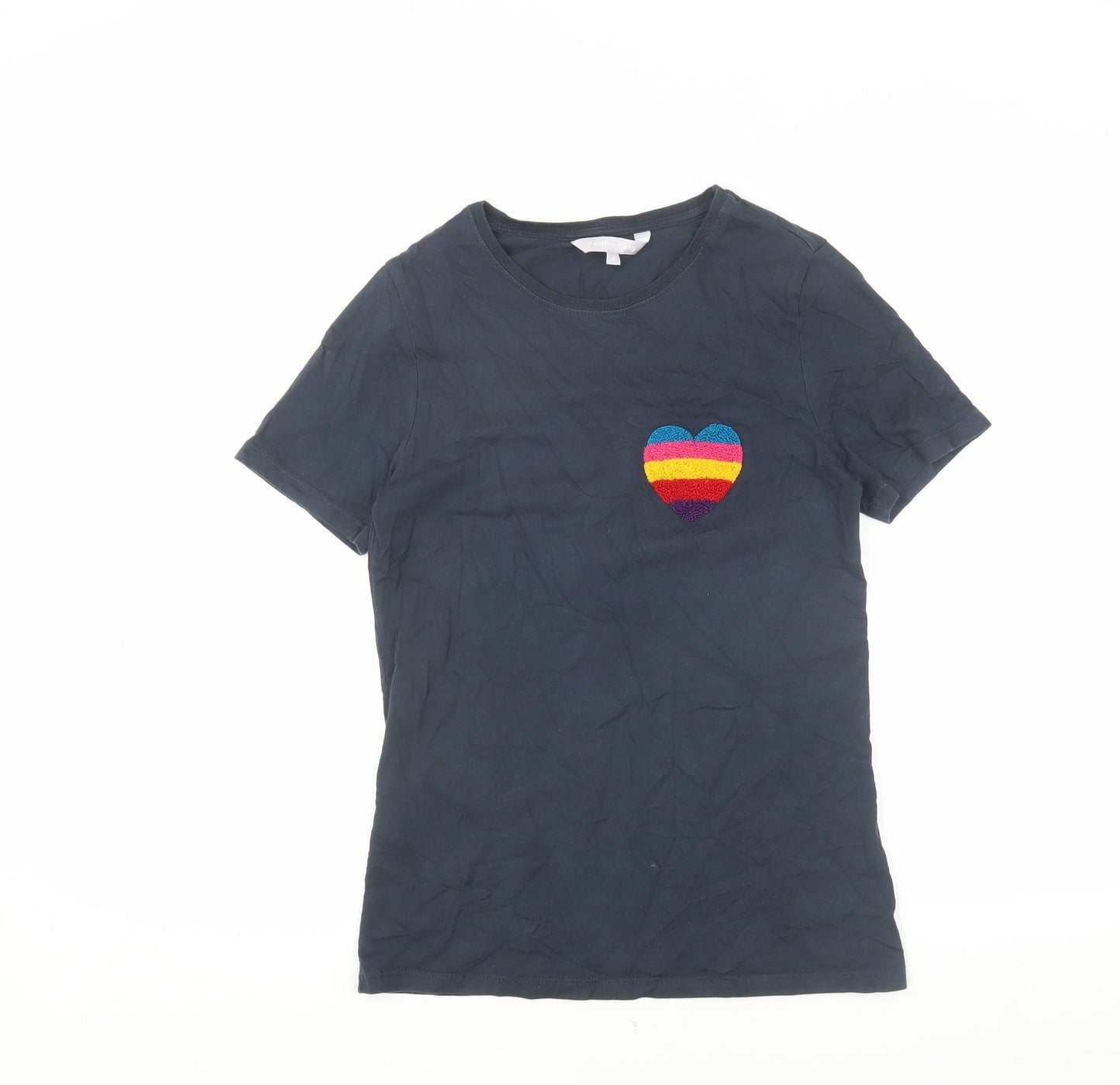 Womens UK Size 8 Red Herring Blue Basic T-Shirt