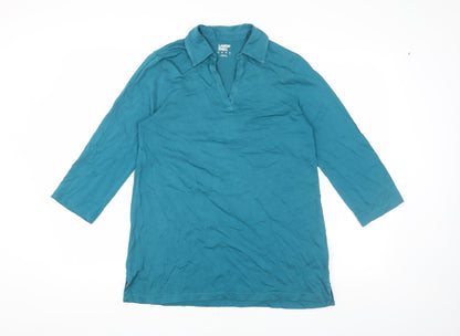 Lands' End Women's Blue Blouse, Size S, 3/4 Sleeve