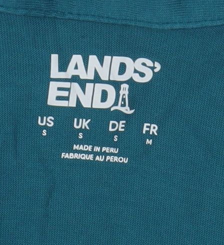 Lands' End Women's Blue Blouse, Size S, 3/4 Sleeve