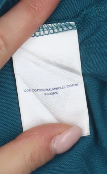 Lands' End Women's Blue Blouse, Size S, 3/4 Sleeve