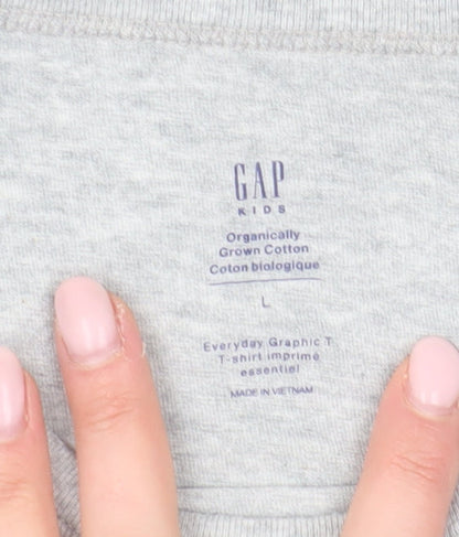 GAP Kids Boys Grey Graphic T-Shirt Size L Casual Comfort