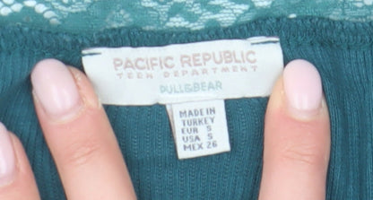 Teens UK Size S Pacific Republic Green Basic T-Shirt