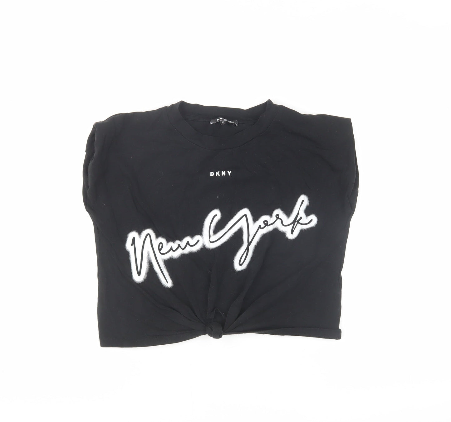 DKNY Girls Black XS Graphic Print T-Shirt Logo