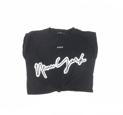 DKNY Girls Black XS Graphic Print T-Shirt Logo